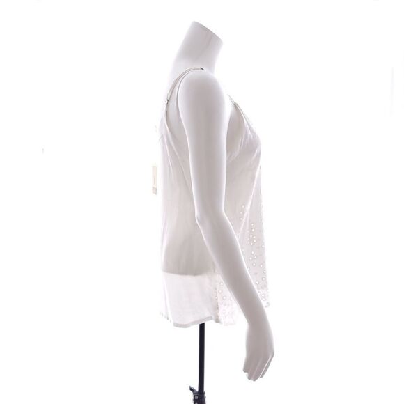 Japna Juniors Size Medium White Floral Sleeveless Tank Shirt - Picture 5 of 9